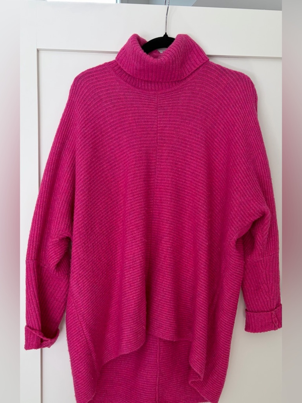 Vince Camuto Vibrant Pink Turtleneck Oversized Sweater